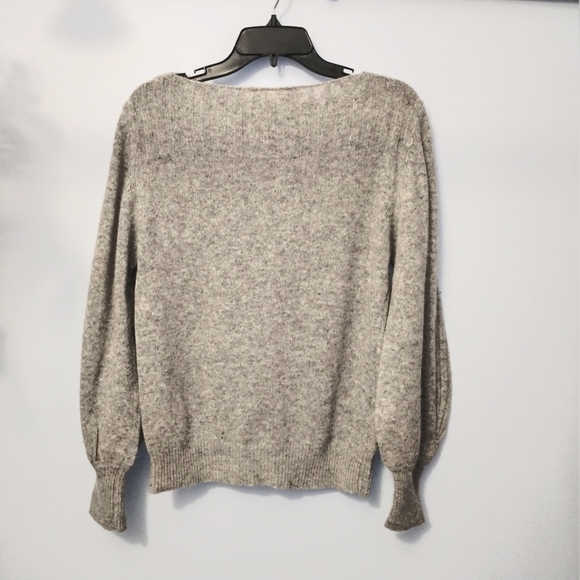Ellen Tracy Vintage Sweater Gray Boat Neck Princess Sleeves Angora Blend - Picture 2 of 10